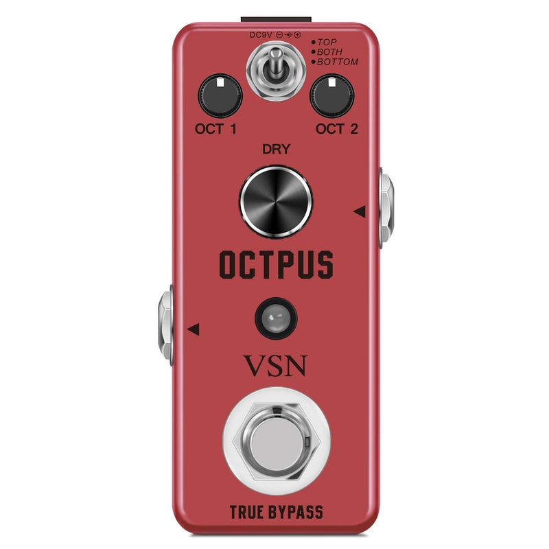 VSN Octave Guitar Pedal, Digital Mini Pedal For Electric Guitar, Precise Polyphonic Octave Effects Generator, True Bypass, Mini Size