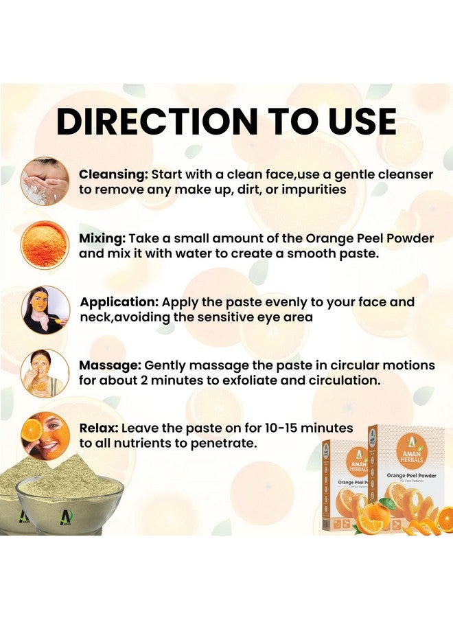 AMAN Herbals - 100% Natural Orange Peel Powder For Premium Organic Skincare, Health And Hair Care - Image 4