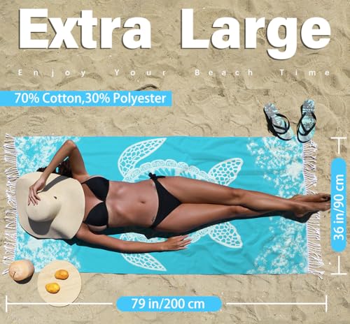 Widdonen Thin Turkish Beach Towel Lightweight Quick Dry Absorbent Cotton Bathroom Bath Pool Swim Towels Extra Large Oversized Sand Free Beach Accessories Essentials Cloud Gifts for Adult - Image 5