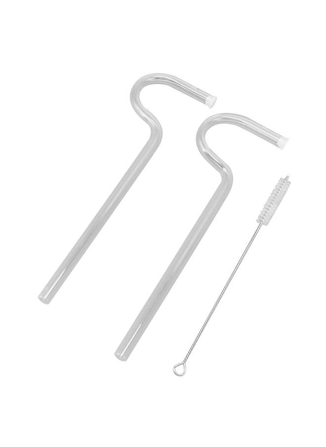 Generic Flute Style Glass Drinking Straws Special Shaped Transparent High Borosilicate Juice Straws with Cleaning Brush  - Image 4