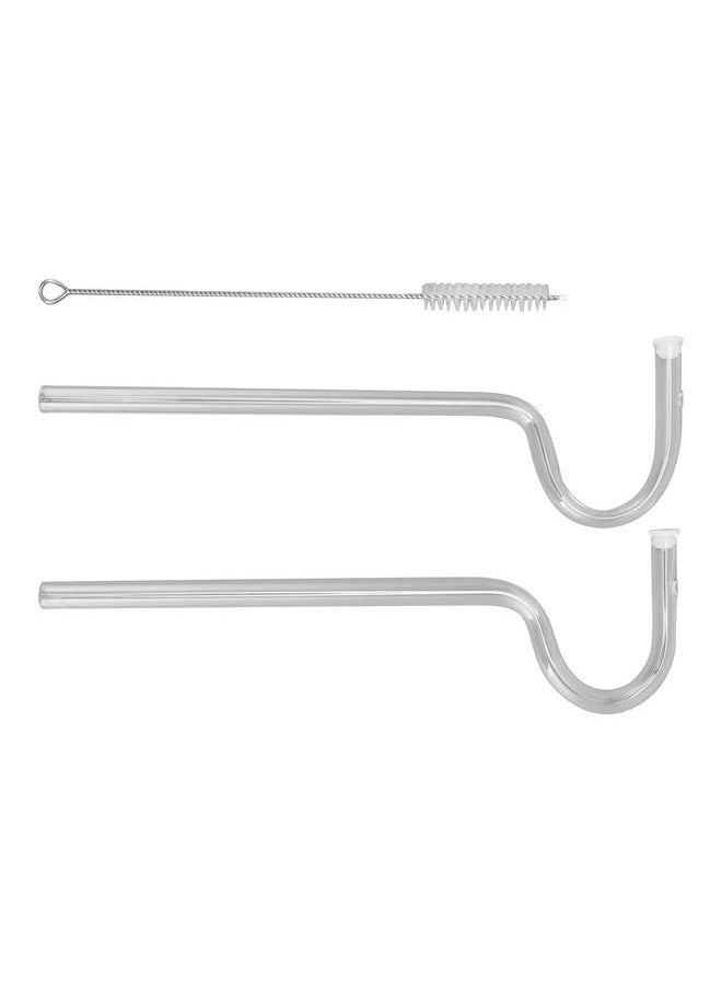 Generic Flute Style Glass Drinking Straws Special Shaped Transparent High Borosilicate Juice Straws with Cleaning Brush  - Image 2