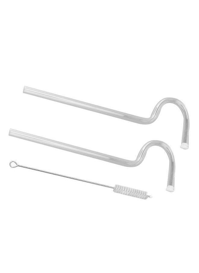 Generic Flute Style Glass Drinking Straws Special Shaped Transparent High Borosilicate Juice Straws with Cleaning Brush  - Image 5