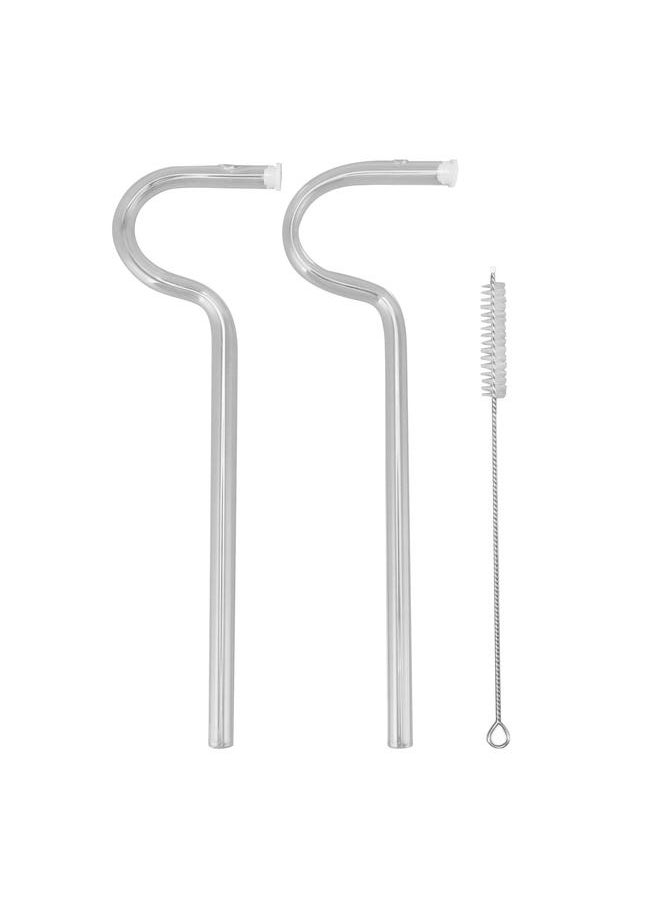 Generic Flute Style Glass Drinking Straws Special Shaped Transparent High Borosilicate Juice Straws with Cleaning Brush  - Image 1