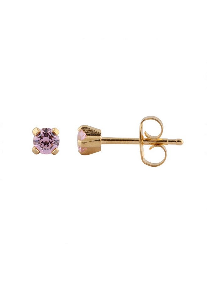 Studex 3MM Pink Cubic Zirconia 24K Pure Gold Plated Ear Studs For Kids - Image 3