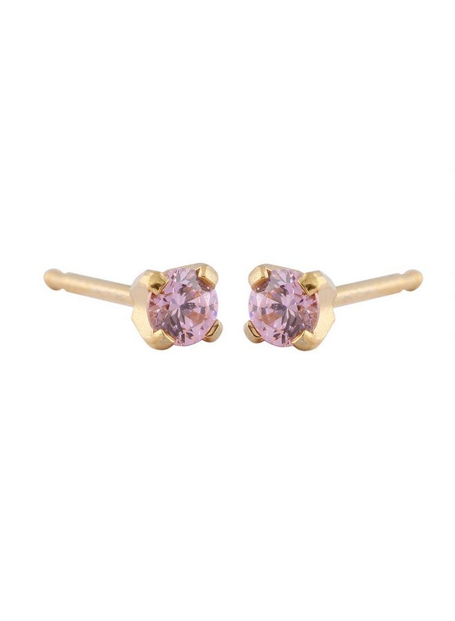 Studex 3MM Pink Cubic Zirconia 24K Pure Gold Plated Ear Studs For Kids - Image 4