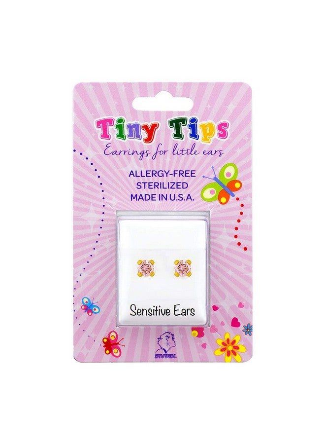 Studex 3MM Pink Cubic Zirconia 24K Pure Gold Plated Ear Studs For Kids - Image 5