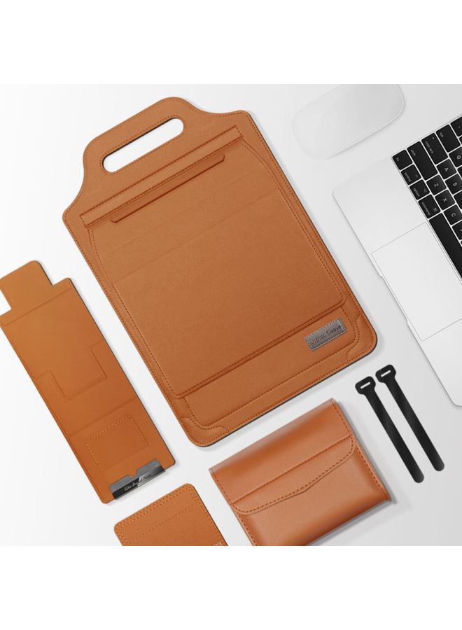 13 inch Multifunctional Mouse Pad Stand Handheld Laptop Bag(Brown)