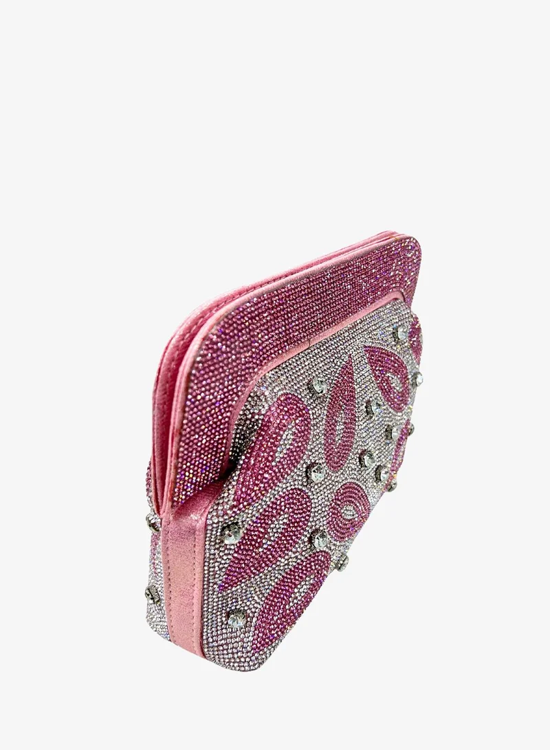 Harsha's Glam Clutches Beaded Rhinestone Clutch