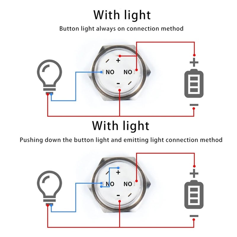 10 مم مع زر إعادة ضبط المصباح مفتاح معدني صغير يعيد نفسه ذاتيًا مقاوم للغبار والماء 3-6 فولت 1NO - Image 5