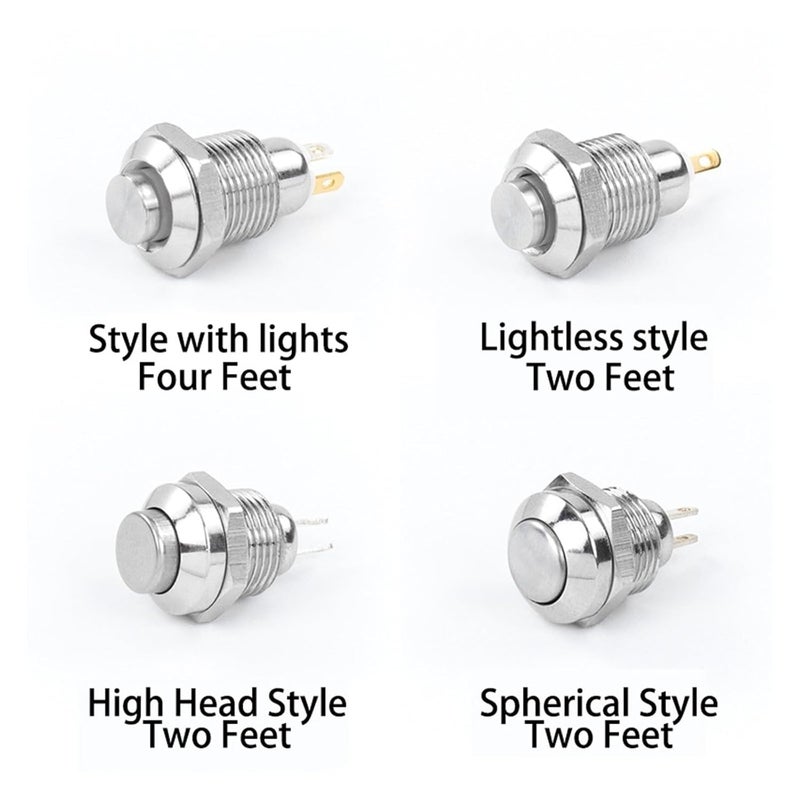 10 مم مع زر إعادة ضبط المصباح مفتاح معدني صغير يعيد نفسه ذاتيًا مقاوم للغبار والماء 3-6 فولت 1NO - Image 4