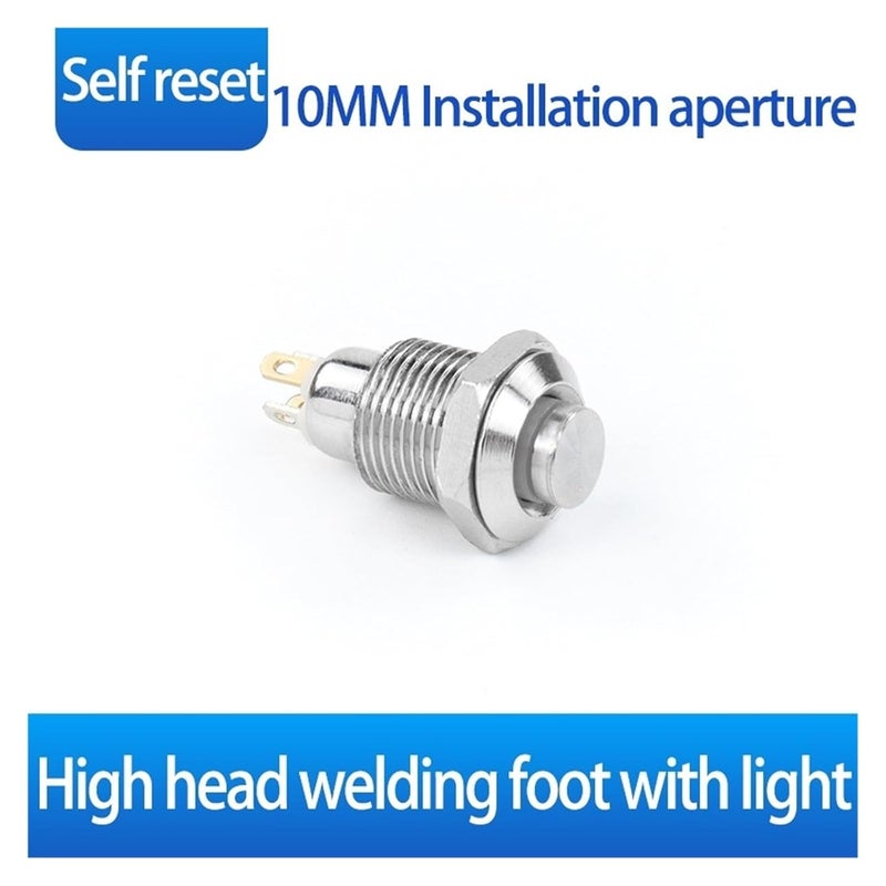 10 مم مع زر إعادة ضبط المصباح مفتاح معدني صغير يعيد نفسه ذاتيًا مقاوم للغبار والماء 3-6 فولت 1NO - Image 3
