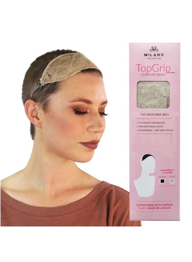 MILANO COLLECTION TopGrip: No-Slip Comfort Band for Securely Wearing Lace Front Wigs, Wig Grips, Wig Caps & Glueless Wig Bands, Size Large, Beige