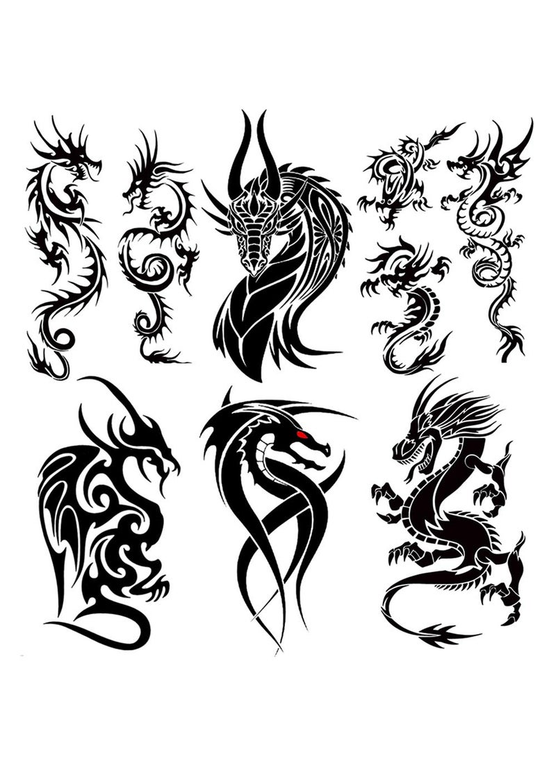 Oottati Oottati 6 Sheets Black Flying Dragon Claw Totem Arm Body Art Temporary Tattoo Stickers Fake Tattoos That Look Real and Last Long 