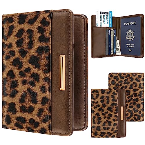 Coco Rossi Passport Holder Cover,Traveling Passport Case Cute Passport Wallet for Women,Leopard - Image 2