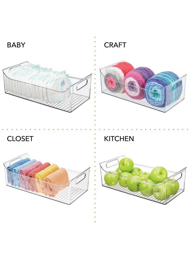 mDesign Portable Nursery Storage Plastic Baby Organizer Storage Caddy Bin w/Handles for Kids/Child Essentials - Holds Diapers, Wipes, Bottles, Baby Food - 16" Long - Ligne Collection - 2 Pack - Clear - Image 5