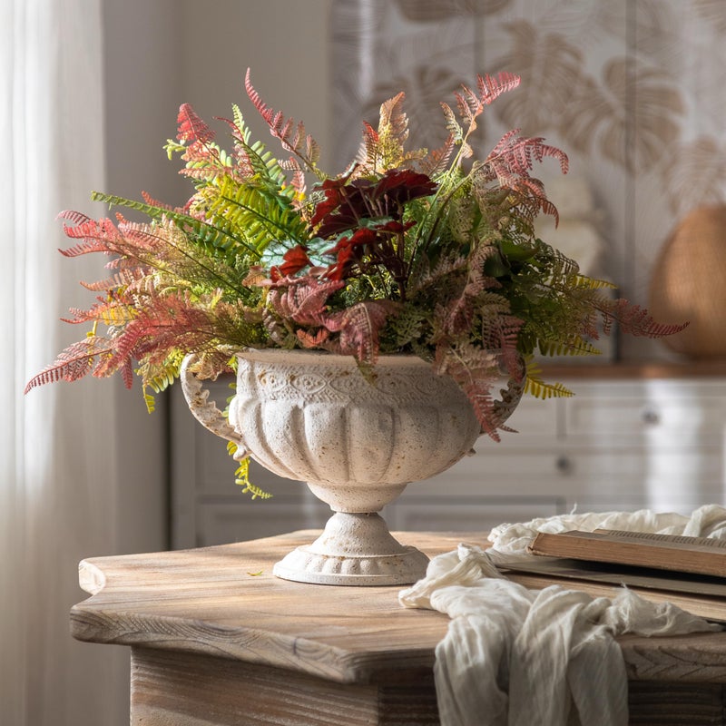 NOONEAU Vintage Urn Planter with Embossed Pattern, Decorative Flower Pot, Classic Round Plant Pot, European Shabby Chic Centerpiece for Mantel, Table, Entryway or Living Room Decorï¼ˆ13.6 * 11.9 * 8.5 inï¼‰ - Image 2