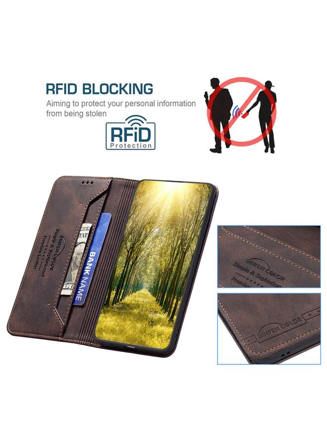 S-TOP Case For Motorola Moto G42 4G Magnetic RFID Blocking Anti-Theft Leather Phone Case - Image 5