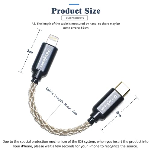 GUCraftsman OTG Cable iOS to Type C/USB C Headphone Amplifier Cable 6N Single Crystal Silver for FiiO BTR5 Q1 Q3 Q3s Qudelix 5K xDuoo Link2 XD-05PLUS E1DA 9038G3 9038S 9038D for iPhone iPad iPod Touch - Image 3