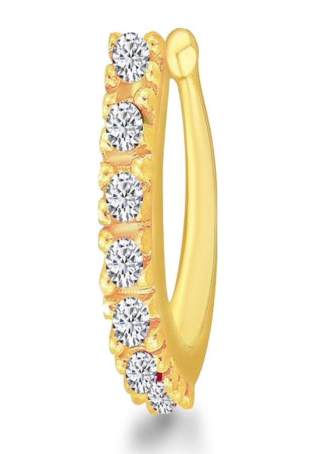 MEENAZ Traditional American diamond Jewellery Sania Mirza Clip on Pressing Type Without Piercing Gold Green Silver AD CZ Nath Nose Ring Press pin Stud for Women Girls Wedding design- NATH COMBO -M156 - Image 5