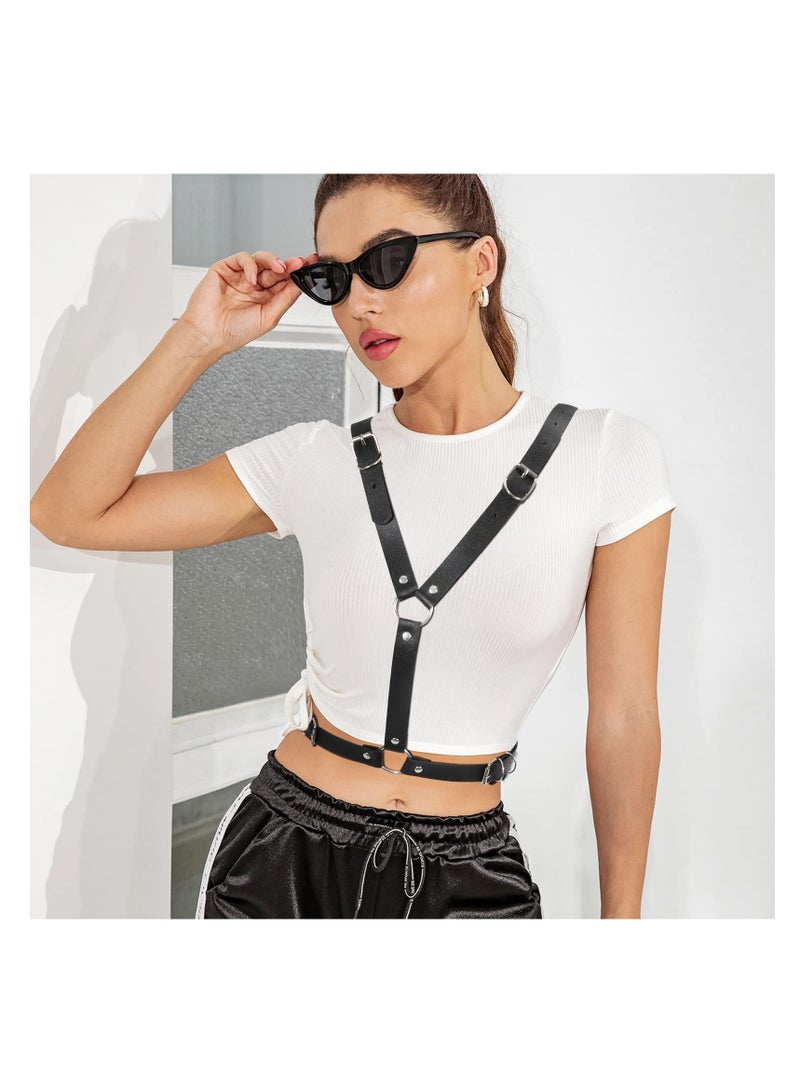 SYOSI أحزمة واسعة للنساء، لأزياء قابلة للتعديل، أحزمة جلدية بسلسلة، أحزمة فساتين عتيقة، حزام مخصص، حزام كورسيه للخصر للسيدات، إكسسوارات زي عيد الهالوين - Image 2