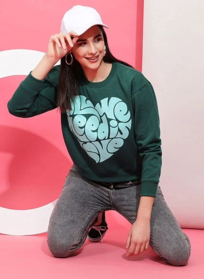 Freehand  Women Regular Fit Printed Crew Neck Long Sleeve Overhead-Crewneck Sweatshirt  | Best Price UAE
