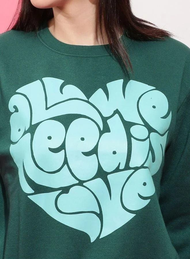 Freehand  Women Regular Fit Printed Crew Neck Long Sleeve Overhead-Crewneck Sweatshirt  | Best Price UAE