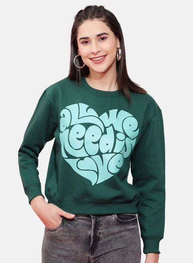 Freehand  Women Regular Fit Printed Crew Neck Long Sleeve Overhead-Crewneck Sweatshirt  | Best Price UAE
