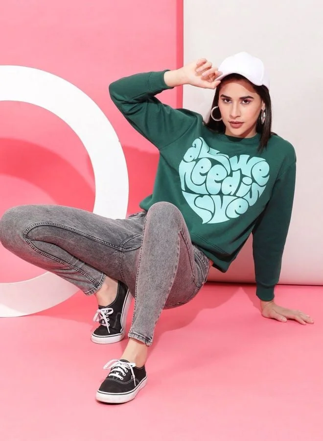 Freehand  Women Regular Fit Printed Crew Neck Long Sleeve Overhead-Crewneck Sweatshirt  | Best Price UAE