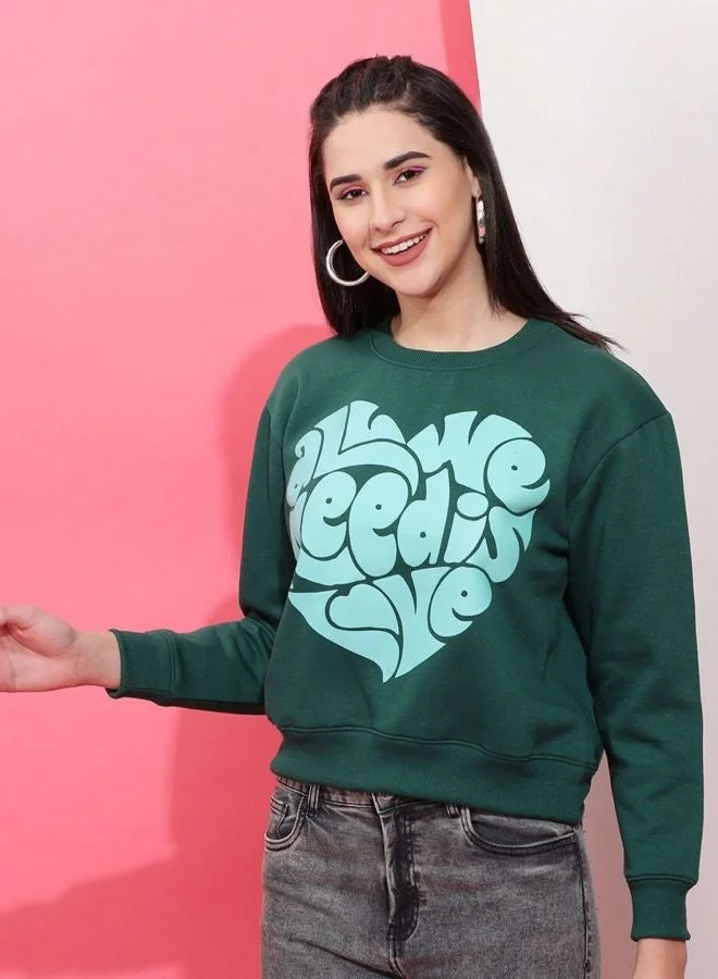 Freehand  Women Regular Fit Printed Crew Neck Long Sleeve Overhead-Crewneck Sweatshirt  | Best Price UAE