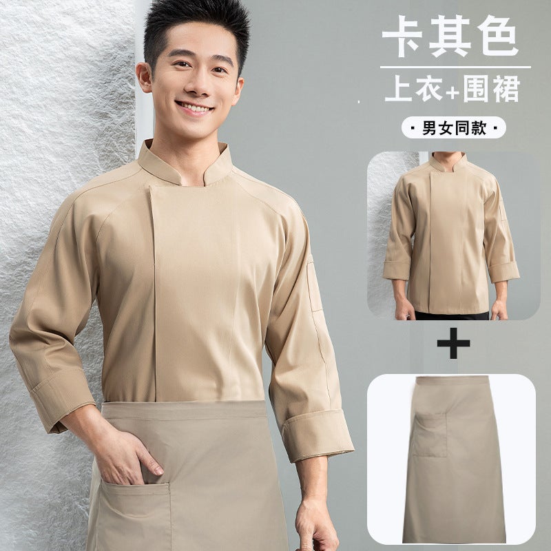 High-End Stretch Waterproof Chef Workwear Long-Sleeved Clothing Interstellar El Catering Kitchen Restaurant Workwear Printing And Embroidery - Image 1