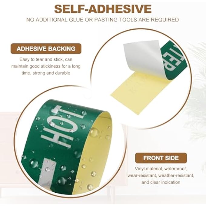 SELF-STICK HOT WATER RETURN PIPE MARKER PIPE FLOW ARROW 1-3/5 X 8 INCH PIPE IDENTIFICATION MARKING LABELS RIGHT-POINTING FOR PIPE FLOW MARKERS WHITE ON GREEN, PACK OF 30 - Image 3