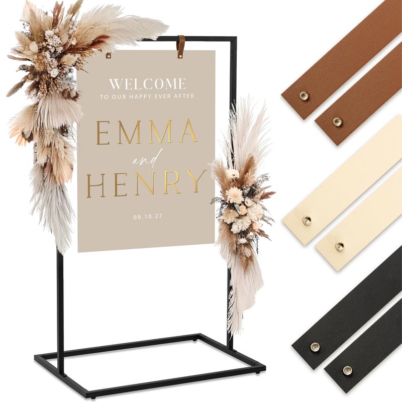 Elegant Wedding Welcome Sign Stand  Sturdy Welcome to Our Wedding Sign Holder for Seating Charts  Event Decor  A Beautiful Black Metal Easel to Welcome Guests  Celebrate Your Love