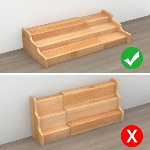 VBM Wooden Spice Rack Organizer 3 Tier Bamboo Natural Expandable for Cabinet Pantry or Countertop,Waterproof and Non Skid Shelf For Spice Bottles, Jars, Seasonings, Baking Supplies - Image 4