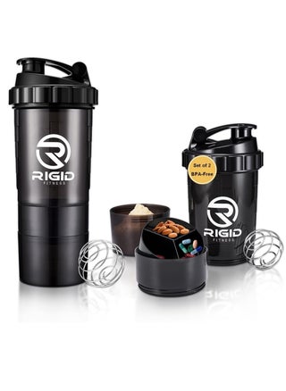 Protein Shakers (2-Pack of 500ml) - Leak-Proof Shaker with Compartments for Powder & Pill Storage - Transparent Mixer - Healthy BPA Free Bottle - Ideal for Exercises (Black/Transparent) - pzsku/Z5929386A371746DCDF67Z/45/1746068912/6ebd22a6-9c54-4959-b53f-fd2d6ec8db34