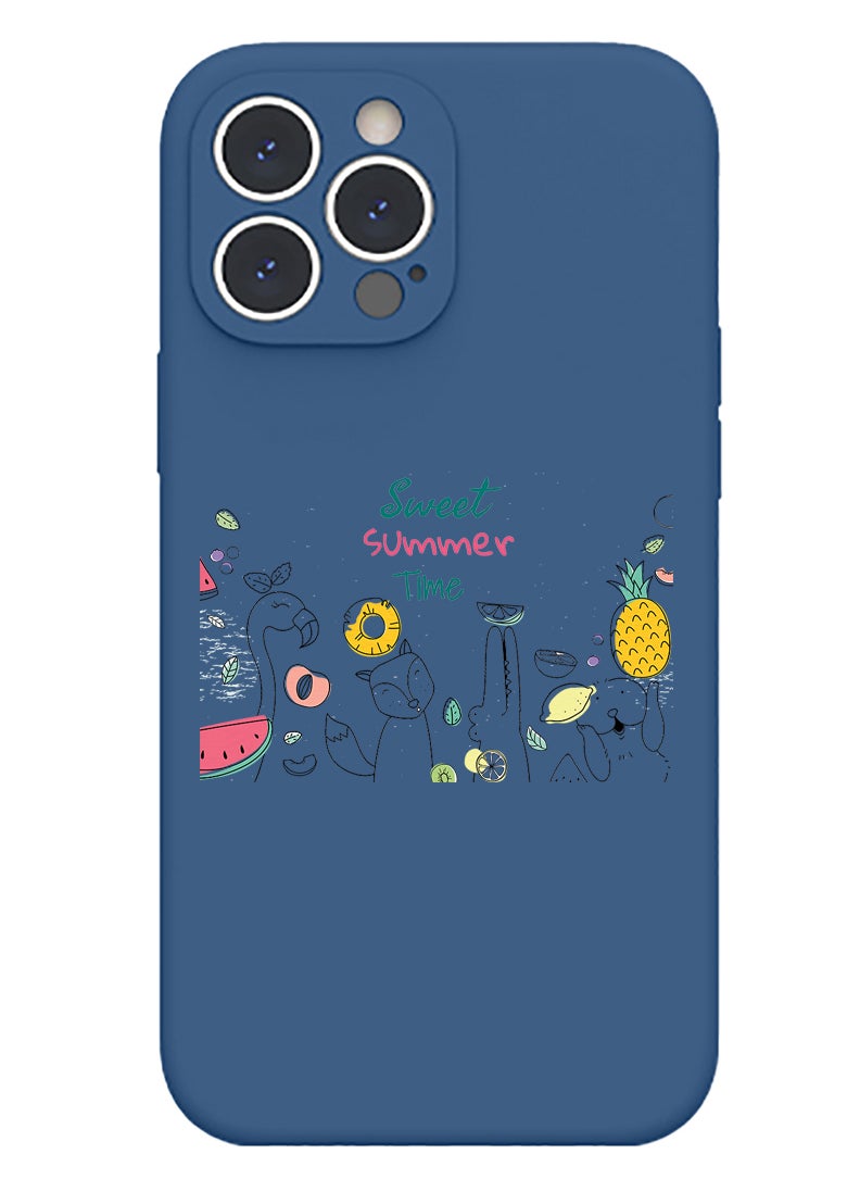 Theodor Protective Slim Fit Case Liquid Silicone Cover with Full Body Protection Anti-Scratch Shockproof Case For iPhone 12 Pro Max Blue  - Sweet Summer Time  - Image 1