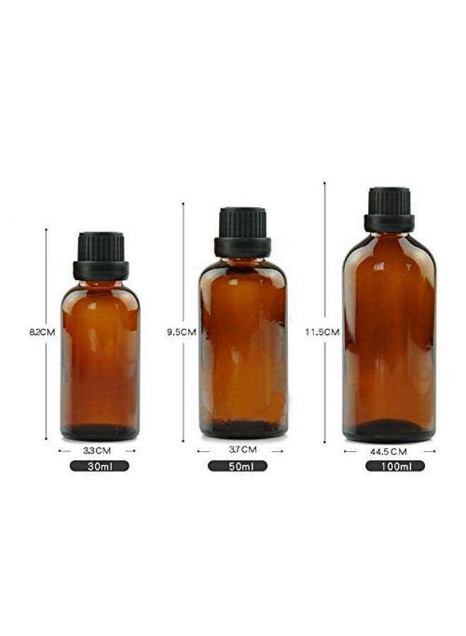 ericotry 3Pcs Empty Refillable Amber Glass Essential Oil Bottles Vials Attar Jars With Orifice Reducer And Black Cap Perfume Aromatherapy Diy Makeup Tools Accessories Size 30Ml 1Oz  - Image 2