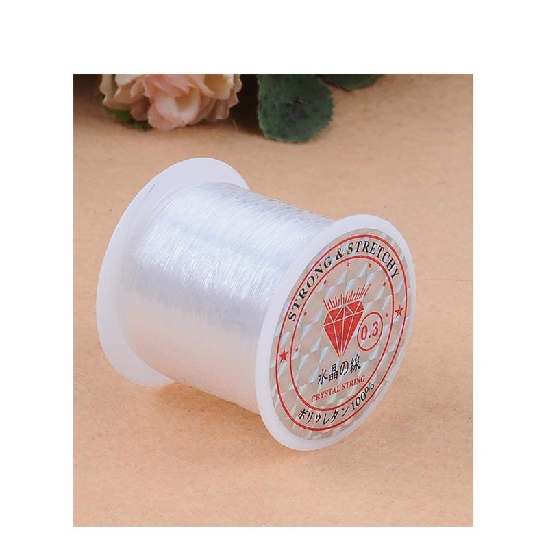 SOLARAE Flat Elastic Crystal Stretch String Bracelet String Polyester Cord for Seed Beads Bracelet Beading Jewelry Making Thread Craft Accessories 40m - Image 1