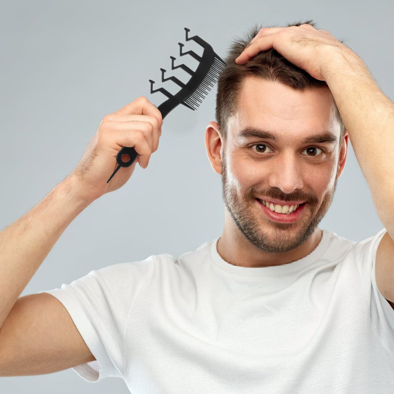 💄 مشط تصفيف شعر بشعار Z واسع الأسنان للاستخدام في الصالون والحلاقة باللون الأسود بتصميم مريح ٢ قطعة - Image 2