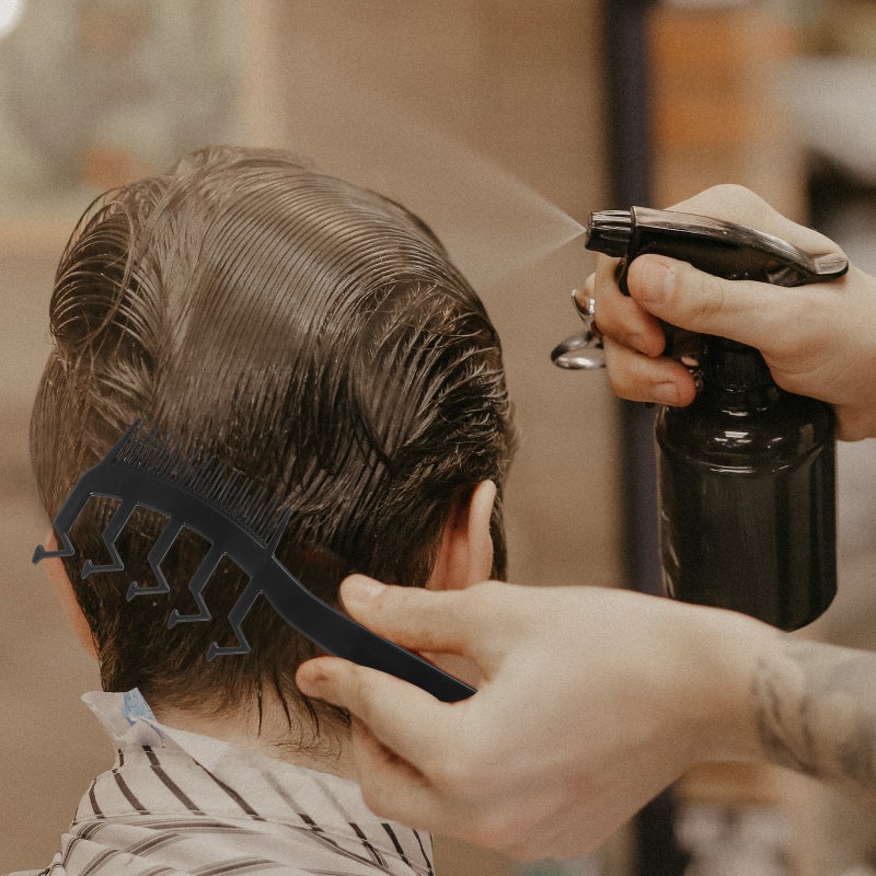 💄 مشط تصفيف شعر بشعار Z واسع الأسنان للاستخدام في الصالون والحلاقة باللون الأسود بتصميم مريح ٢ قطعة - Image 3