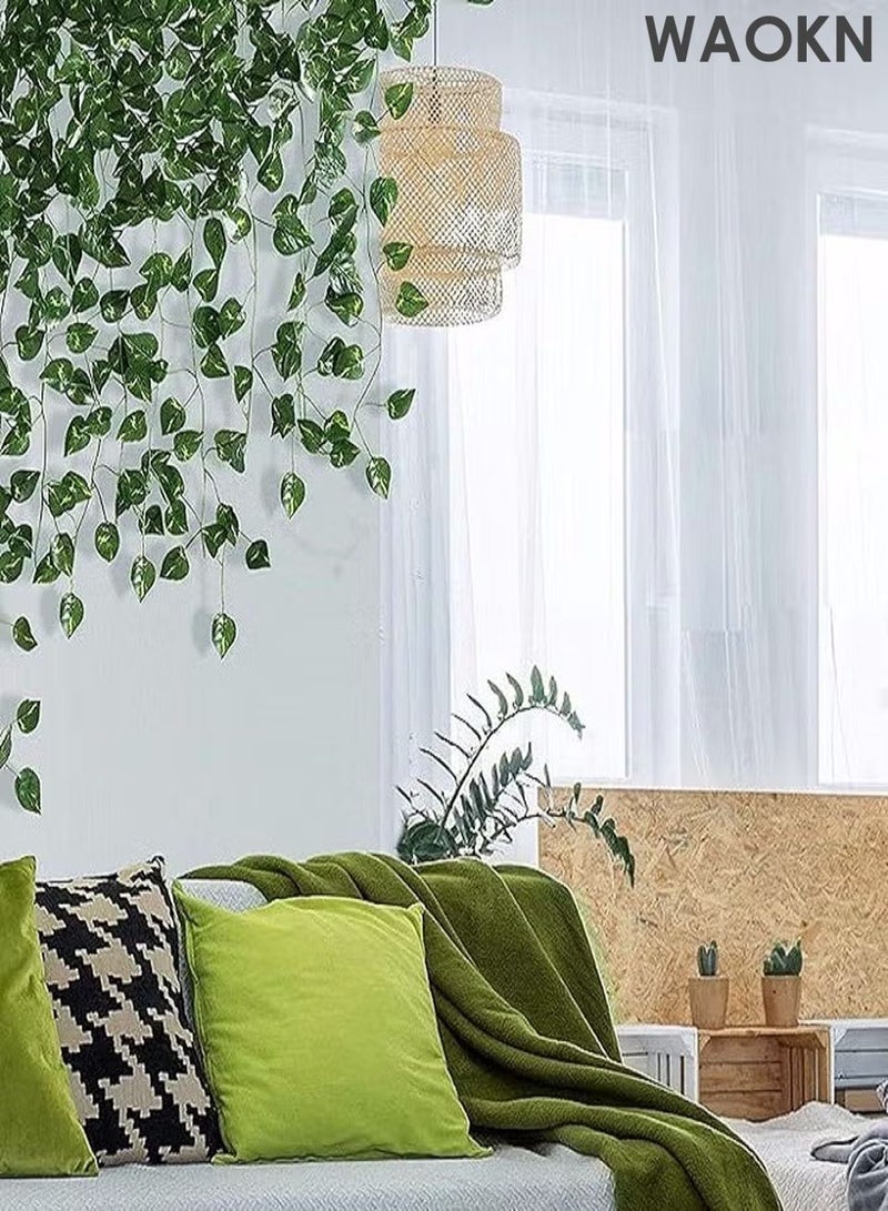 WAOKN 12pcs Artificial Ivy Garland, 84 Ft Fake Ivy Leaves, Durable and Long-lasting Artificial Greenery Garland, Fake Plants, Ivy Vines for Wall Decoration, Wedding, Party, Room Decor For Indoor And Outdoo - Image 3
