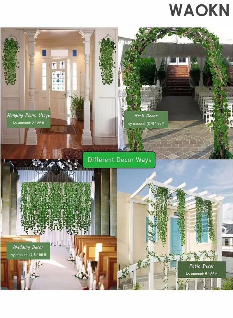 WAOKN 12pcs Artificial Ivy Garland, 84 Ft Fake Ivy Leaves, Durable and Long-lasting Artificial Greenery Garland, Fake Plants, Ivy Vines for Wall Decoration, Wedding, Party, Room Decor For Indoor And Outdoo - Image 5