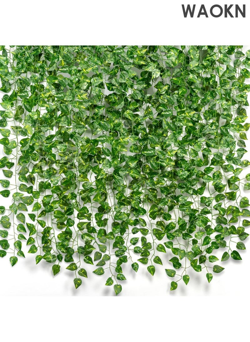 WAOKN 12pcs Artificial Ivy Garland, 84 Ft Fake Ivy Leaves, Durable and Long-lasting Artificial Greenery Garland, Fake Plants, Ivy Vines for Wall Decoration, Wedding, Party, Room Decor For Indoor And Outdoo - Image 1