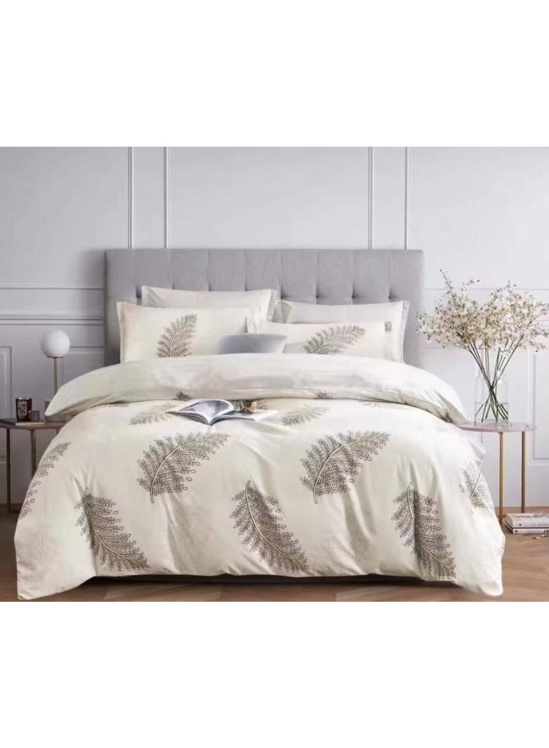 طقم مفروشات فاخر بحجم كينج مكون من 6 قطع - تصميم بسيط، غطاء لحاف 220×240 سم مع شرشف مطاطي و4 أغطية وسائد