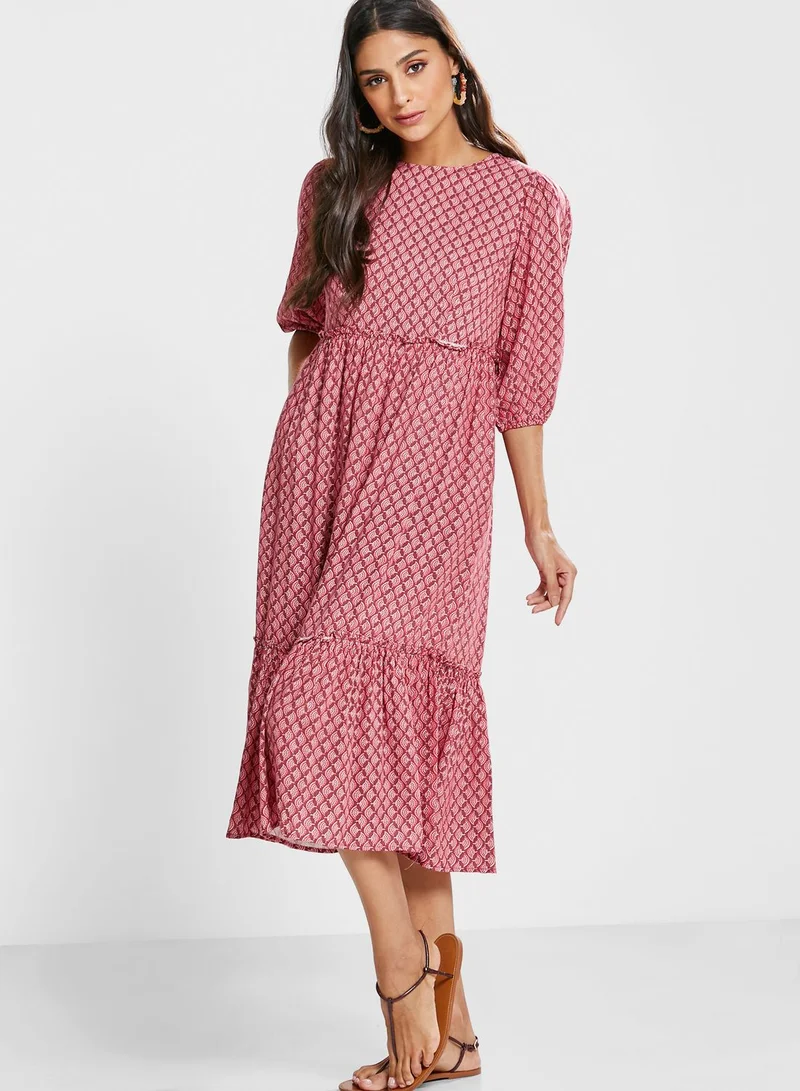 indya Boota Tiered Printed Dress