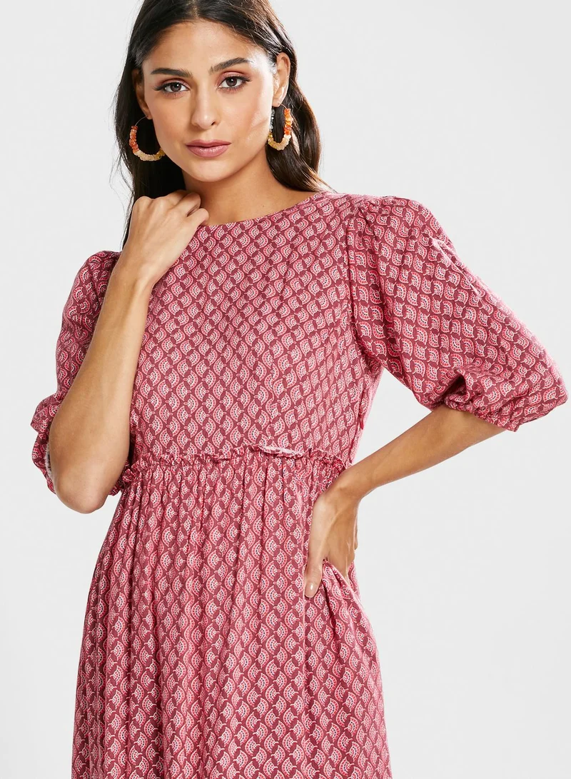 indya Boota Tiered Printed Dress