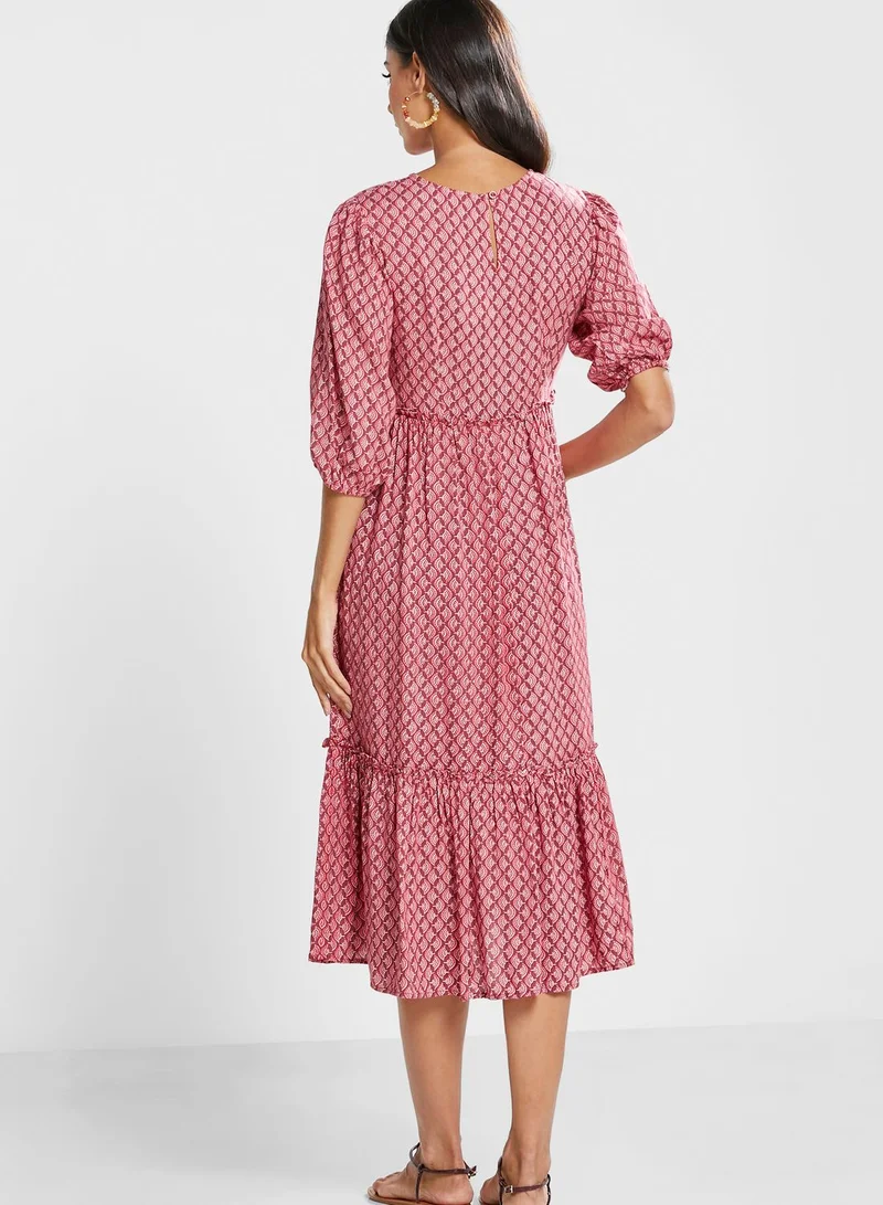 indya Boota Tiered Printed Dress