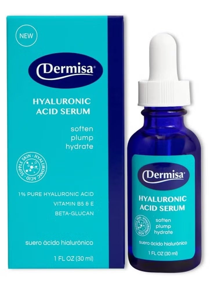 Dermisa Hyaluronic Acid Face Serum 1% Pure HA + Vitamin B5 & Beta-Glucan – Deep Hydration, Plumping & Anti-Aging Moisturizer for All Skin Types, Fragrance-Free 30ml - Image 1