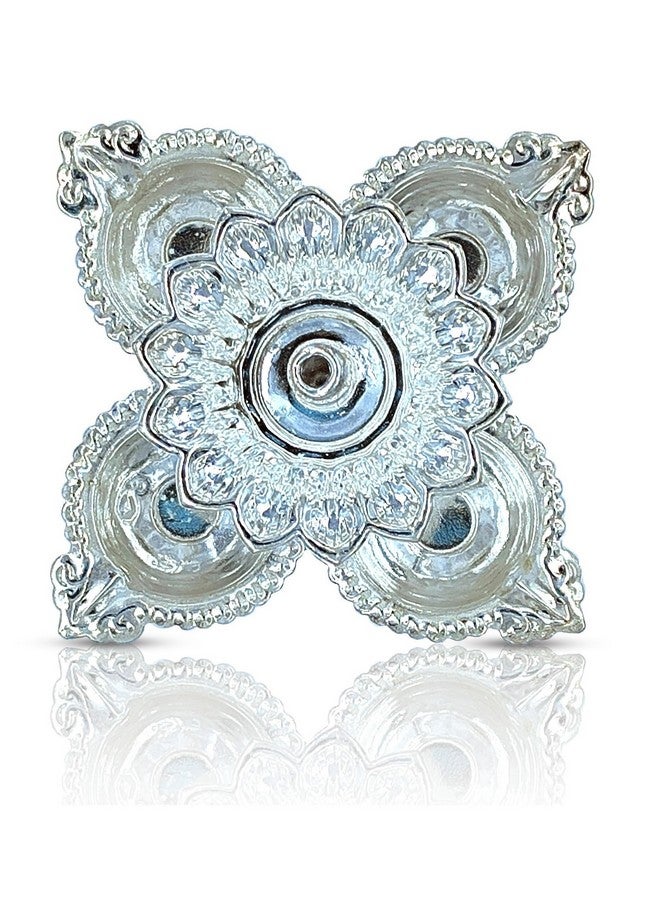 BENGALEN شمعة زيتية من الفضة الألمانية BENGALEN مع صندوق مخمل أحمر، شمعة بانشموخي مطلية بالفضة، عناصر بوجا، ديكور منزلي، هدايا بوجا، هدايا يدوية، هدية ديوالي تقليدية هندية، دهنترس، ديبافالي، أوبهار - Image 2