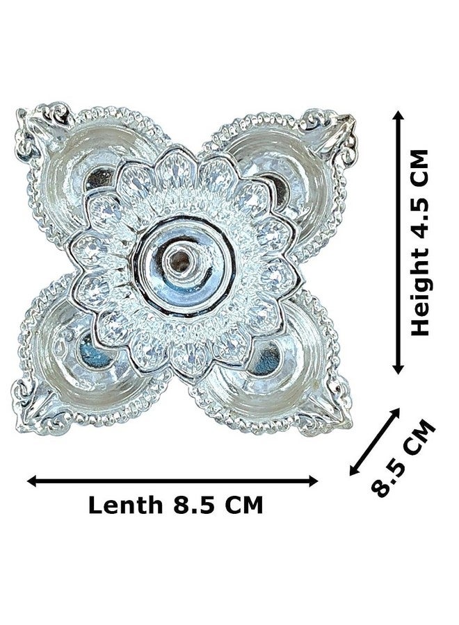 BENGALEN شمعة زيتية من الفضة الألمانية BENGALEN مع صندوق مخمل أحمر، شمعة بانشموخي مطلية بالفضة، عناصر بوجا، ديكور منزلي، هدايا بوجا، هدايا يدوية، هدية ديوالي تقليدية هندية، دهنترس، ديبافالي، أوبهار - Image 4