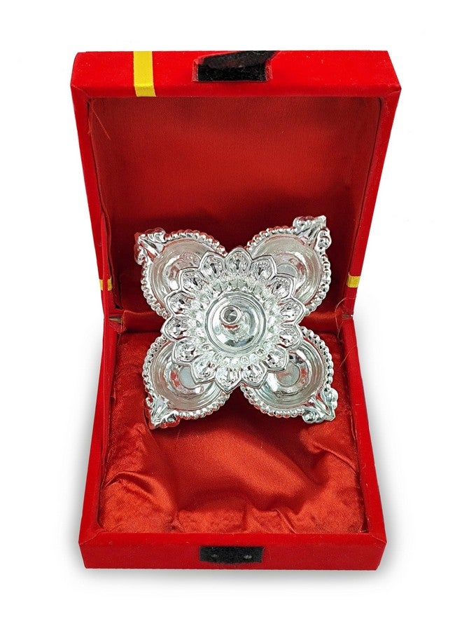 BENGALEN شمعة زيتية من الفضة الألمانية BENGALEN مع صندوق مخمل أحمر، شمعة بانشموخي مطلية بالفضة، عناصر بوجا، ديكور منزلي، هدايا بوجا، هدايا يدوية، هدية ديوالي تقليدية هندية، دهنترس، ديبافالي، أوبهار - Image 5